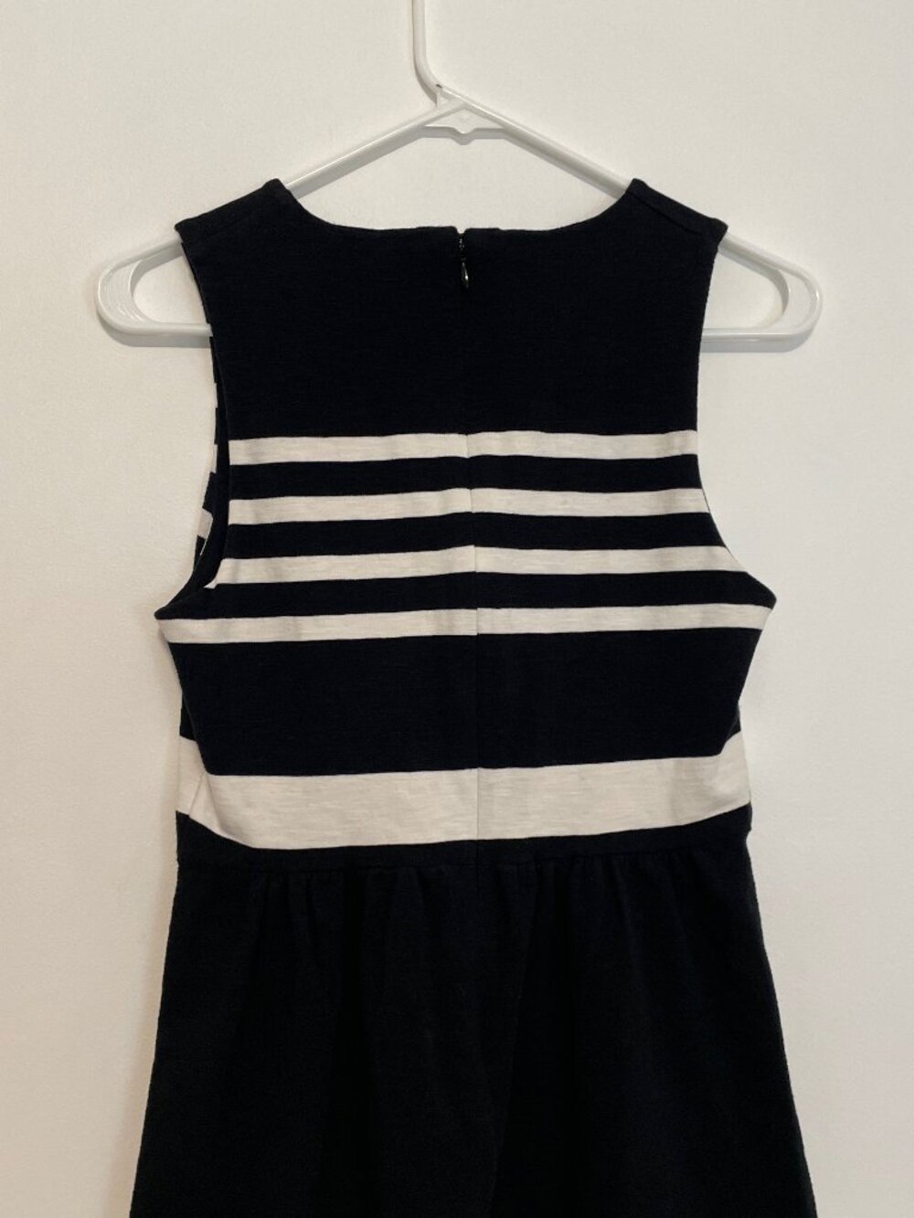J. CREW Factory Striped Daybreak Dress Black White Sleeveless Mini Fit & Flare - Picture 14 of 16